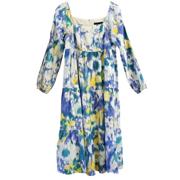 Donna Morgan Watercolor Maxi Dress 6 Long Sleeve Spring Wedding, Shower Easter - Picture 1 of 6